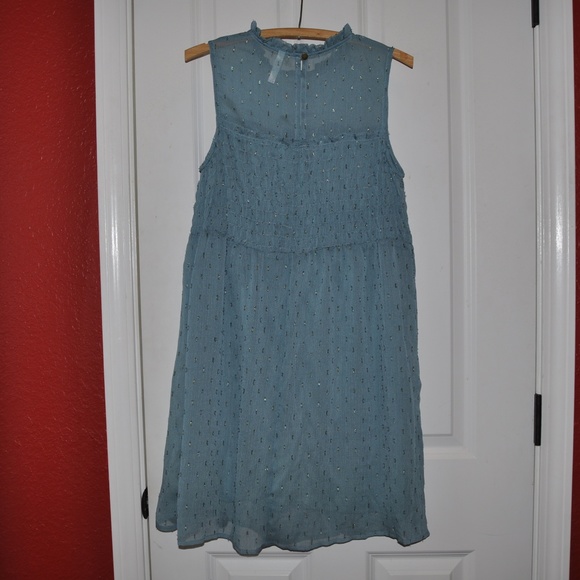 NEW Aqua Clip-Dot Lurex Ruffle Shift Dress [A8] - Picture 5 of 8